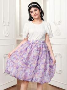 SHEIN 2 Pieces Set Solid Colored Top And Skirt, Casual And Fashionable Daily Wear For Teen Girls - Black - View 1