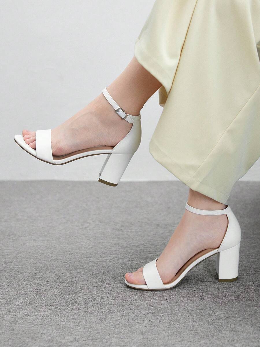 CUCCOO BIZCHIC 女士时尚舒适圆头踝带粗跟凉鞋，百搭