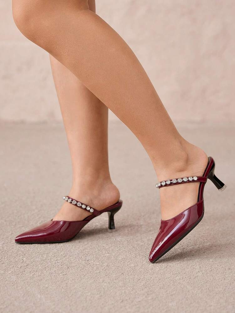 CUCCOO CURVES Plus Size Wide Fit Pointed Toe High Heel Elegant Black Satin Backstrap Sandals, Suitable For All Seasons Spring Shoes Spring Break Easter