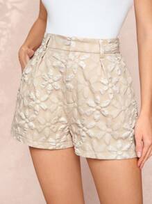 SHEIN Clasi Women's Elegant Jacquard Shorts With Pockets, Spring/Summer