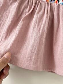 SHEIN Leap Crew Baby Girl Cute Floral Print Ruffle Trim Sleeveless Top, Summer - Pink - View 7