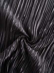 Soleia Neck Tie Fitted Solid Color Pleated Mini Dress - Black - View 6