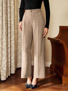 Vintamour Eleganckie spodnie damskie w stylu vintage z wysokim stanem i prostymi nogawkami w kolorze szarym, z kieszeniami, zimowe, damskie, na Święto Dziękczynienia, zimowe, świąteczne, damskie, świąteczne, świąteczne, sylwestrowe, świąteczne