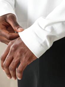 SUMWON 基本款长袖圆领棉质宽松上衣 - 白色 - 查看 5