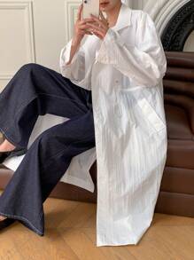 DAZY 女式双排扣长款风衣，返校服女式夹克，秋季女装