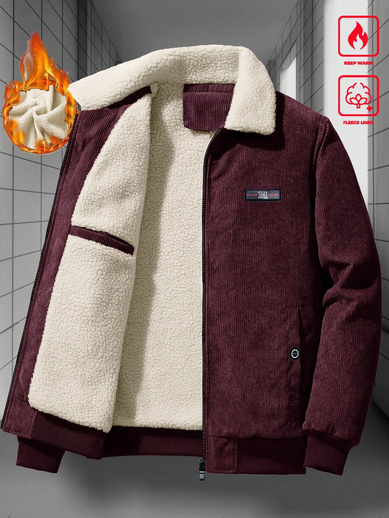 معطف رجالي فضفاض مبطن بالحرارة للخريف والشتاء