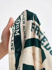 SHEIN Tween Girls Spring/Summer Letter Print Drop Shoulder Short Sleeve T-Shirt - Army Green - View 6