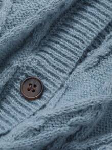 DAZY Women Casual Solid Color Puff Sleeve Button Front Knitted Top