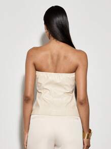AiiRZ Top corset con diseño de botones, sin tirantes, estilo bandeau, para fiestas de noche, invitados de boda, verano, elegante, ajustado, estructurado, diseño minimalista y moderno