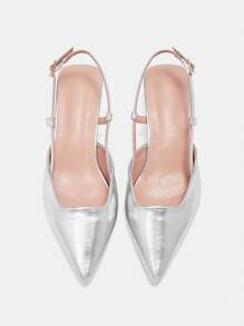 CUCCOO CURVES Extra Wide Toe Box High Heel Pointy Toe Pumps, Elegant Back Strap Sandals For All Seasons - Beige - View 6