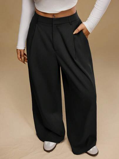 Forever 21 Große Größen einfarbige Hosentasche Freizeithose, vielseitig für den täglichen Gebrauch