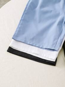 3件套青少年男孩宽松蓝黑白短裤套装 - 彩色 - 查看 5