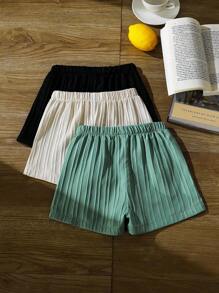 Young Girl Solid Color Bowknot Decor Simple Casual Shorts - Multicolor - View 2