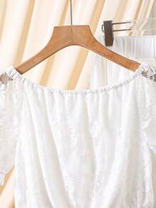 Women's White Lace Set, Elegant Fashion Casual Versatile Cute, Suitable For Spring/Summer Outfits, Matching Family Look - White - View 6