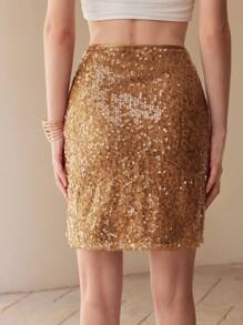 MOTF PREMIUM Falda recta con lentejuelas