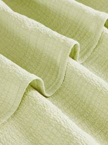 SHEIN Girlism Teenage Girls' Plain Off Shoulder Crossed V-Neck Ruched Waist A-Line Layered Ruffles Solid Dress, Suitable For Outing & Party - Green - View 3