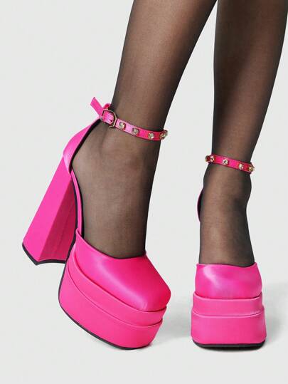 Zapatos de tacón alto de 15 cm de plataforma con estilo oscuro de rock punk gótico, de tacón grueso, color rosa, para boda, fiesta, vestido formal, bombas de trabajo, tacones de aguja impermeables y sexys para damas