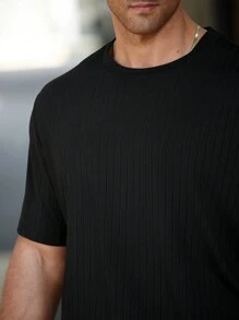 Manfinity Homme Plus Size Men's Solid Color Crew Neck Short Sleeve T-Shirt And Shorts 2 Pieces Set - Grey - View 5