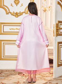 Tween Girls Loose Mesh Cardigan And Dress 2 Pieces Set - Pink - View 2