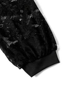 Ellevyn Tuta elegante a campana con inserti in pizzo e maniche lunghe, adatta per feste di Capodanno - nero - Visualizzare 4