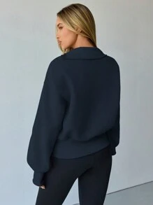 Tropiluxe Veste à capuche en polaire à col montant avec manches lanternes pour femmes