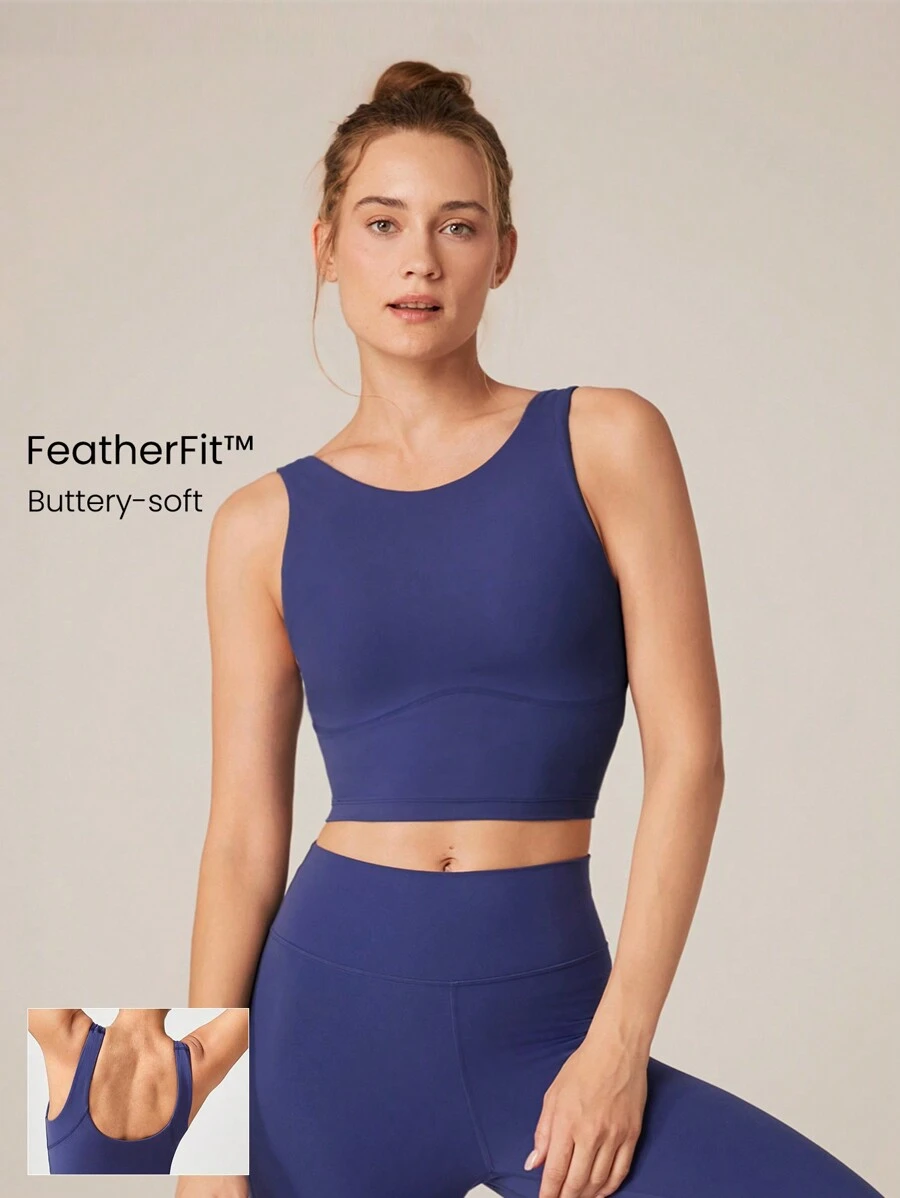 GLOWMODE FeatherFit™ 长款 U 型背心运动文胸背心低冲击瑜伽日常 - 寶藍色 - 查看 1