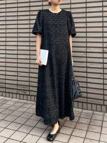 FRIFUL Đầm dài màu đen dáng rộng dành cho nữ, hở lưng, buộc dây, tay phồng, thanh lịch, thích hợp cho kỳ nghỉ hè, đầm maxi. - màu đen - Xem 5