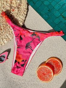 SHEIN VCAY 女士花卉印花性感比基尼泳装下装，适合夏季海滩度假，春夏装，夏季服装，情人节，女士度假服装，女士海滩服装，节日，浪漫优雅服装，波西米亚风，波西米亚风，甜美，狂欢节服装，热带度假女装，狂欢节