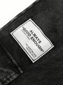 SHEIN Tween Boy Fashion Casual Labeled Dark Gray Snow-Washed Denim Loose-Fitting Feet Jeans For Boys Soft Dailywear And The Four Seasons Kids Clothes - Dark Grey - View 4