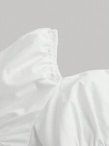 SHEIN MOD Váy thiết kế nơ hở lưng màu trắng trơn cho nữ - trắng - Xem 3