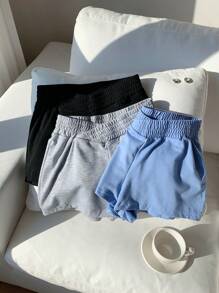 Comfortcana Ensemble de 3 hauts courts et shorts avec capuche pour femmes avec taille V