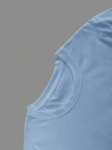 Manfinity Homme Camiseta de manga corta con cuello redondo para hombres, con estampado de letras básico, informal para uso diario
