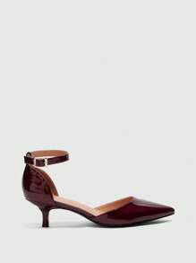 CUCCOO BIZCHIC Women's Point Toe Burgundy Kitten Heel Simple Commuter Pumps, Elegant High Heels For Spring Casual, Commute, Wedding Spring Shoes Spring Break Easter - Burgundy - View 6