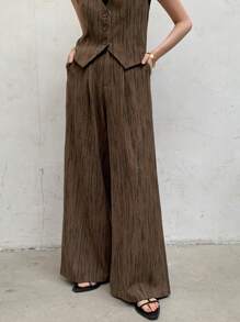 DAZY 2pcs/Set Women Vest And Pants Suit, Casual And Stylish For Everyday Wear - Brown - View 3