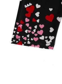 SHEIN LUNE Plus Size Women's Valentine's Day V-Neck Heart Print Long Sleeve Dress