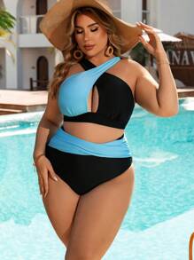 SHEIN Swim Curve Bộ bikini gợi cảm 2 mảnh chéo cho nữ cỡ lớn - Nhiều màu - Xem 6