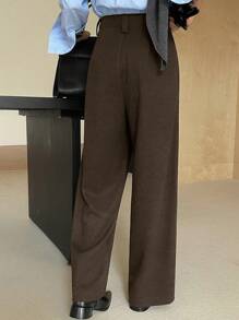 DAZY Pantalones rectos sueltos y casuales para mujer, unicolor, para primavera y verano