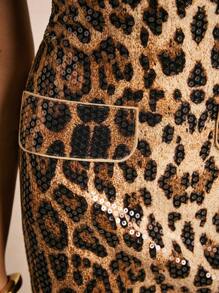 Poéselle Vestido mini de una pieza con estampado de leopardo, recortes y lentejuelas, con tirantes transparentes desmontables - Combina perfectamente con un blazer corto con hombreras, Vestido con estampado de guepardo, Vestido de cumpleaños para mujer, Vestido de San Valentín, Vestido de noche para citas, Vestido de verano, FW25