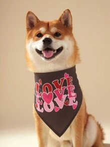 PETSIN 1 pezzo Bandana universale per cani e gatti, con stampa di lettere d'amore nere, per la Festa di San Valentino