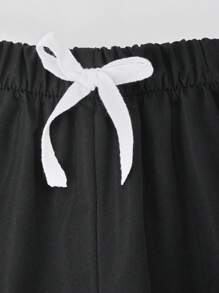 Pantalones con bolsillo plisado y cordón para niñas y unisex, estilo casual