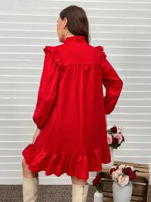 SHEIN LUNE Valentijnsdag rode jurk met ruches in grote maten, lente, Valentijnsdag, Valentijnscadeaus, Valentijnsoutfit, San Valentin, Mardi Gras, Mardi Gras-outfit, Chinese Nieuwjaarsoutfit/CNY-jurk, outfits voor leraren voor vrouwen, zwangerschapsjurk voor fotoshoot, festival zomer boho oud geld