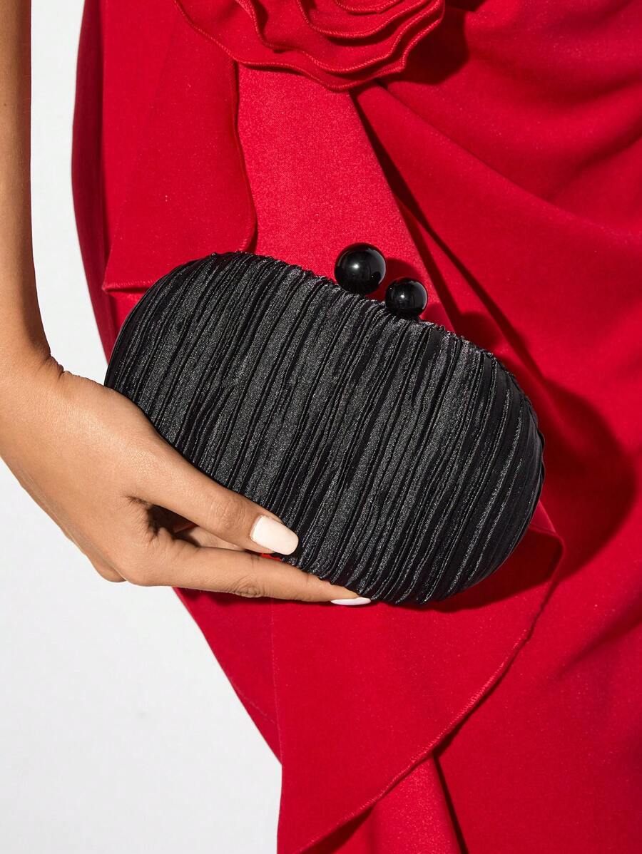 SHEIN BAE Women's Elegant Solid Color Minimalist Chic Evening Clutch Bag Valentines - Black - View 1
