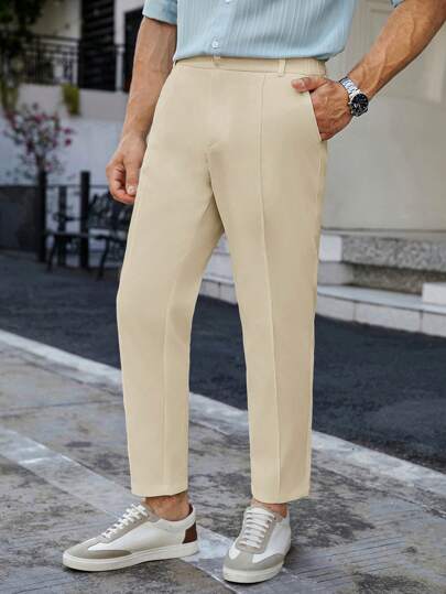 Manfinity RelaxMax Męskie spodnie w jednolitym kolorze z kieszenią z przodu i prostym krojem, do codziennego noszenia