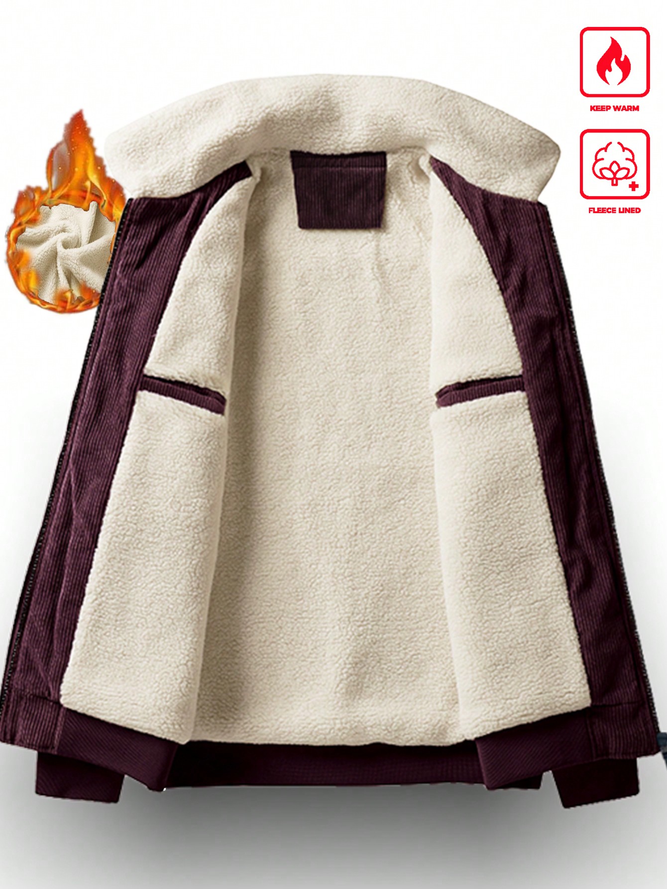 معطف رجالي فضفاض مبطن بالحرارة للخريف والشتاء