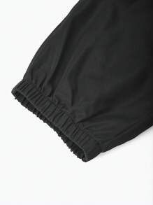 Pantalones con bolsillo plisado y cordón para niñas y unisex, estilo casual