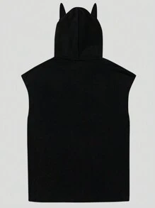 ROMWE MEN Street Life Men's Punk Pentagram Horned Hoodie Sweater Top