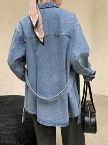 DAZY 女式前扣长袖口袋简约休闲牛仔夹克