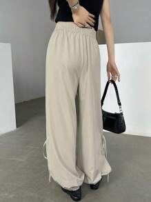 DAZY 女士开衩蝴蝶结腰哈伦裤 - 灰色 - 查看 7