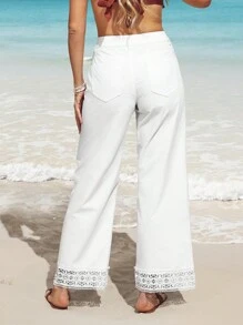 Breezaya Women's Solid Color Button Front Pocket Casual Jeans - White - View 2