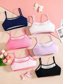 Set de 6 piezas de camisolas de algodón con estampado minimalista de corazones y lazos para niña preadolescente en el Día de San Valentín